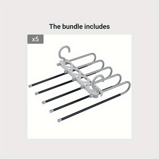 5 Layers Pants Rack Organizer Non Slip Closet Wardrobe Hanger