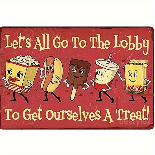 Vintage Movie Snacks Sign - Let's Go To The Lobby Wall Decor