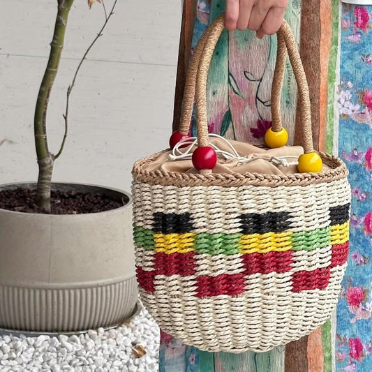 Beaded Straw Woven Handbag Beach Vacation Travel Bag