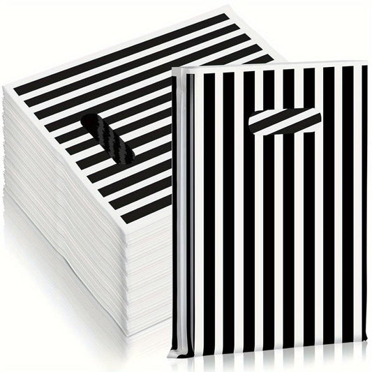 100pcs Striped Business Glossy Retail Bags Bulk Plastic Shopping Bags