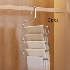 Folding Pants Rack Storage Hanger Magic Clip Wardrobe Organizer