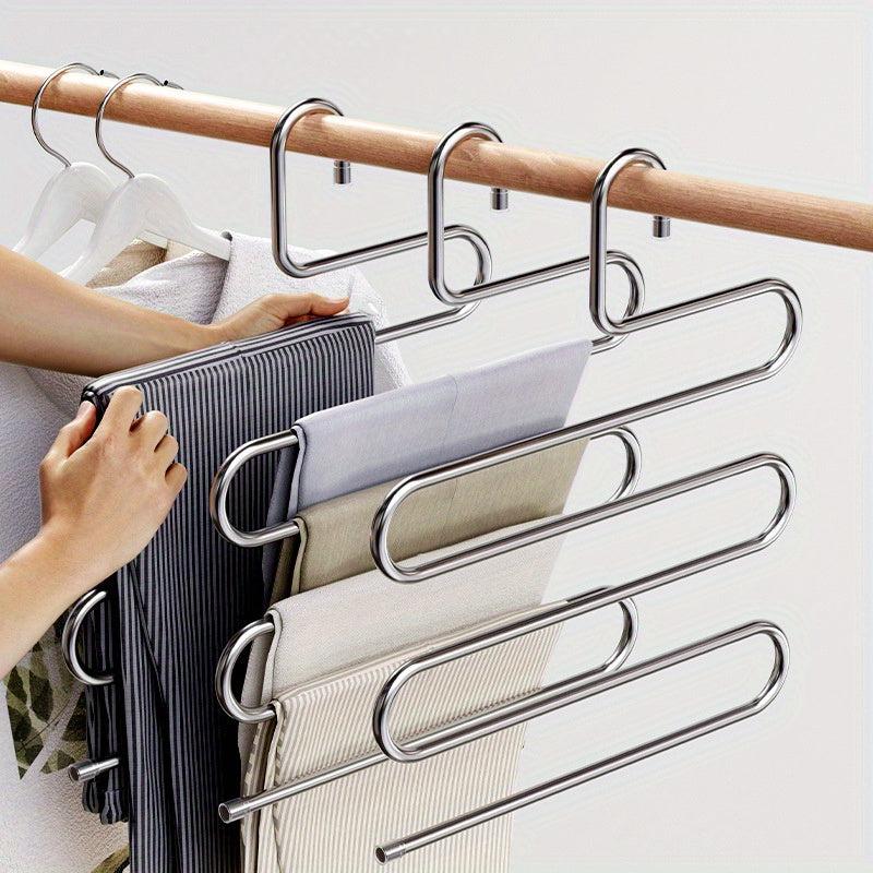 Folding Pants Rack Storage Hanger Magic Clip Wardrobe Organizer