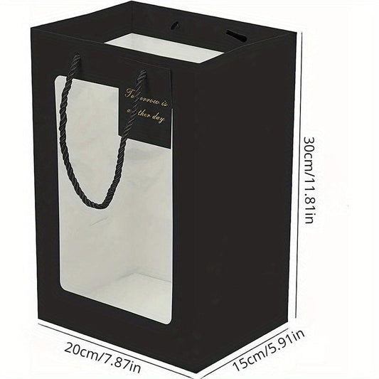 5pcs Gift Bags with Transparent Window Tote Paper Bags