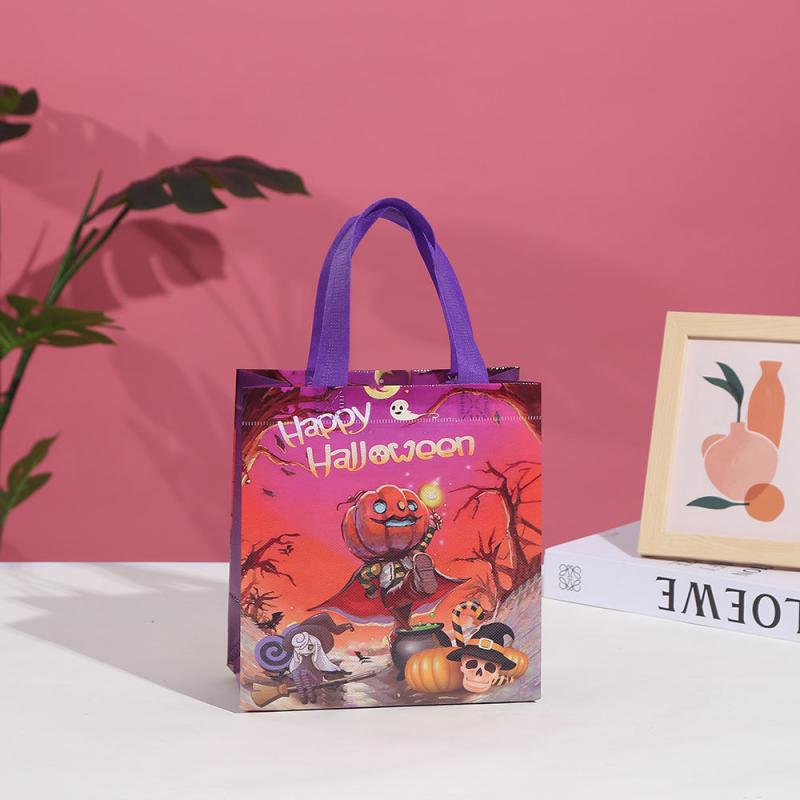 5pcs Halloween Tote Bags Non-woven Party Candy Gift Wrap