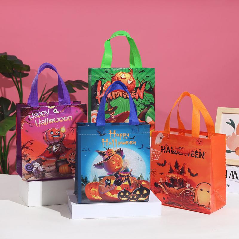 5pcs Halloween Tote Bags Non-woven Party Candy Gift Wrap