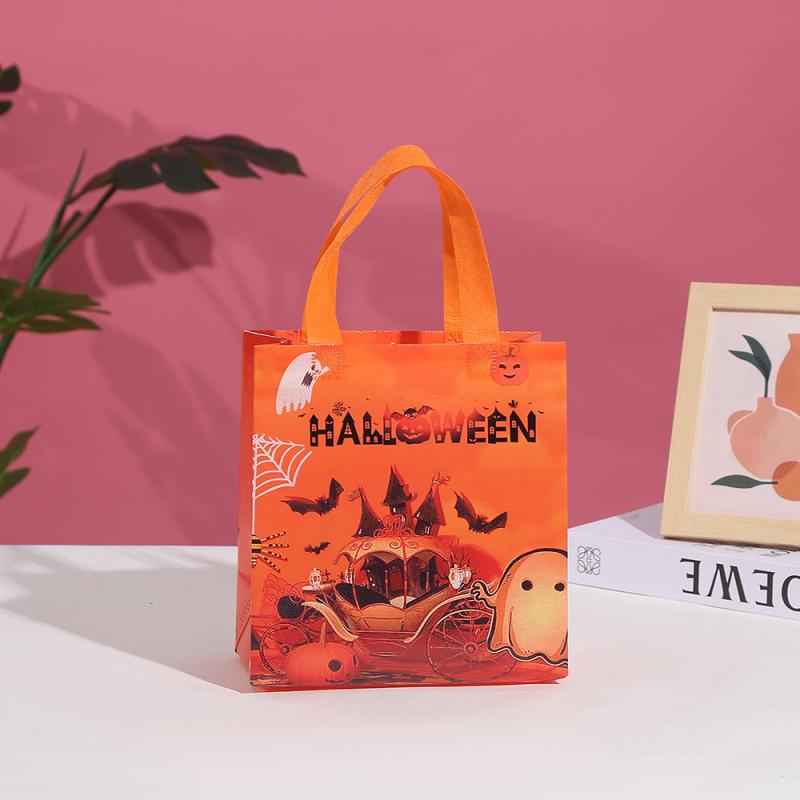 5pcs Halloween Tote Bags Non-woven Party Candy Gift Wrap