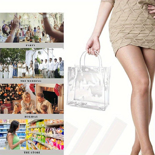 10pcs Clear Plastic Gift Bags Reusable PVC Wrap Tote Bag