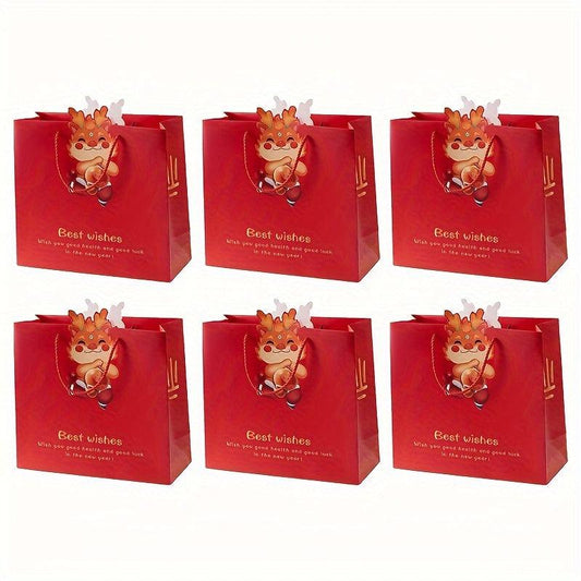 6pcs Red Gift Bag Handy Etiquette Bag Kindergarten Candy Packaging Bag