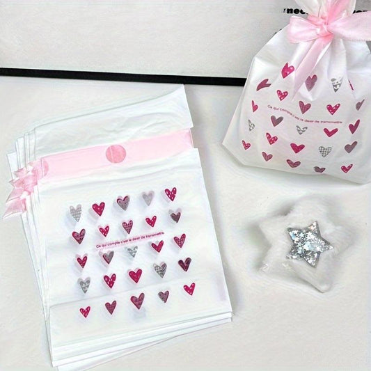 50pcs Heart Drawstring Gift Bag for Store Packing Candy Sub Bag