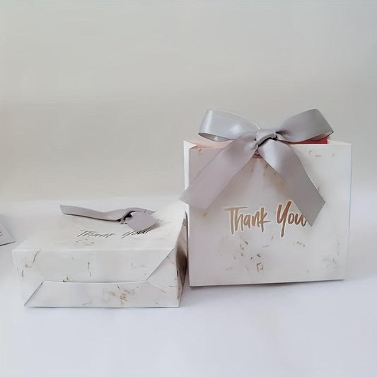 10pcs Marble Pattern Bow Decorative Gift Bags Wedding Sugar Boxs