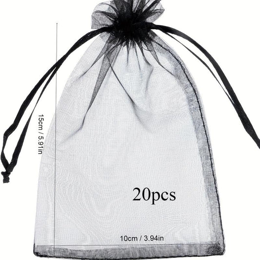 20pcs Transparent Drawstring Gift Bags for Jewelry, Candy, Christmas Party