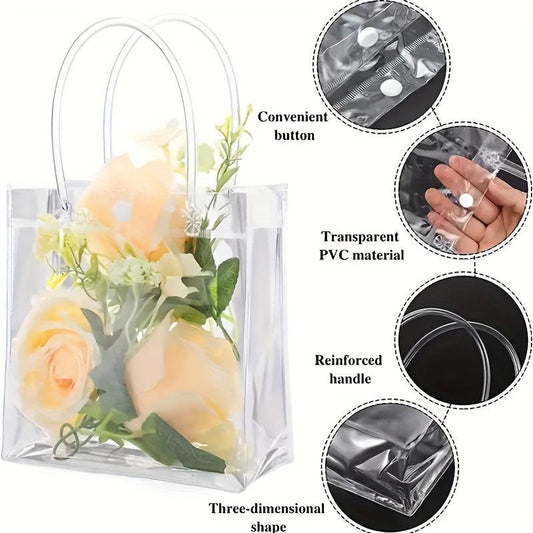 10pcs Transparent Christmas Gift Bags Thanksgiving Gift Bags Birthday Gift Bags