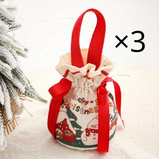 1pc Christmas Bag Treat Bags For Guests Canvas Reusable Party Favor Bag