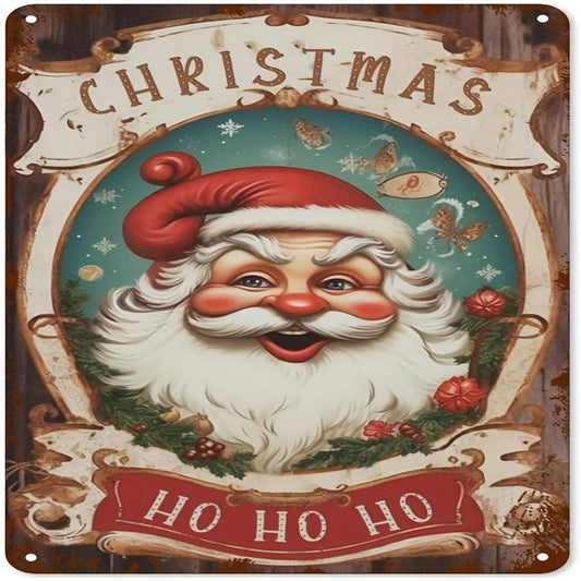Vintage Aluminum Sign Christmas Ho Ho Ho Rustic Wall Decoration 20x30