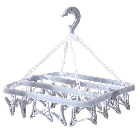 1pc Clothes Rack 32 Clips Drying Rack Plastic Socks Underwear Clip Rack