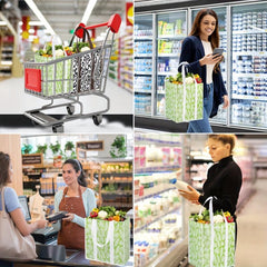 4pcs Collapsible Kitchen Reusable Grocery Bags with Plastic Bottom