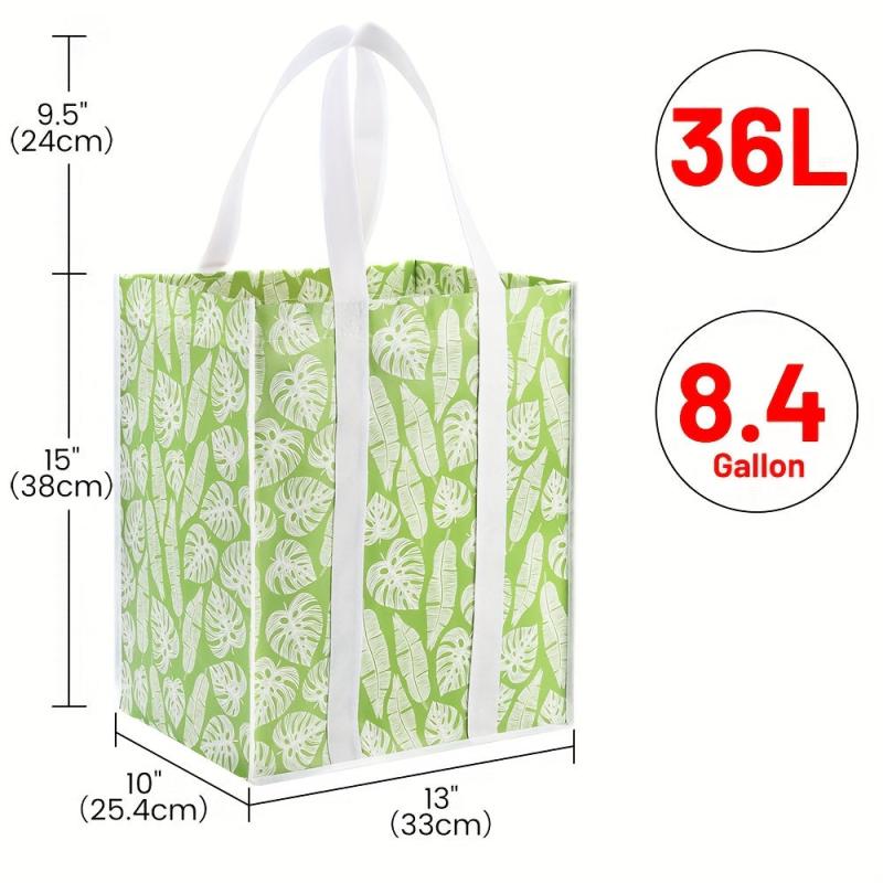 4pcs Collapsible Kitchen Reusable Grocery Bags with Plastic Bottom