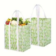 4pcs Collapsible Kitchen Reusable Grocery Bags with Plastic Bottom