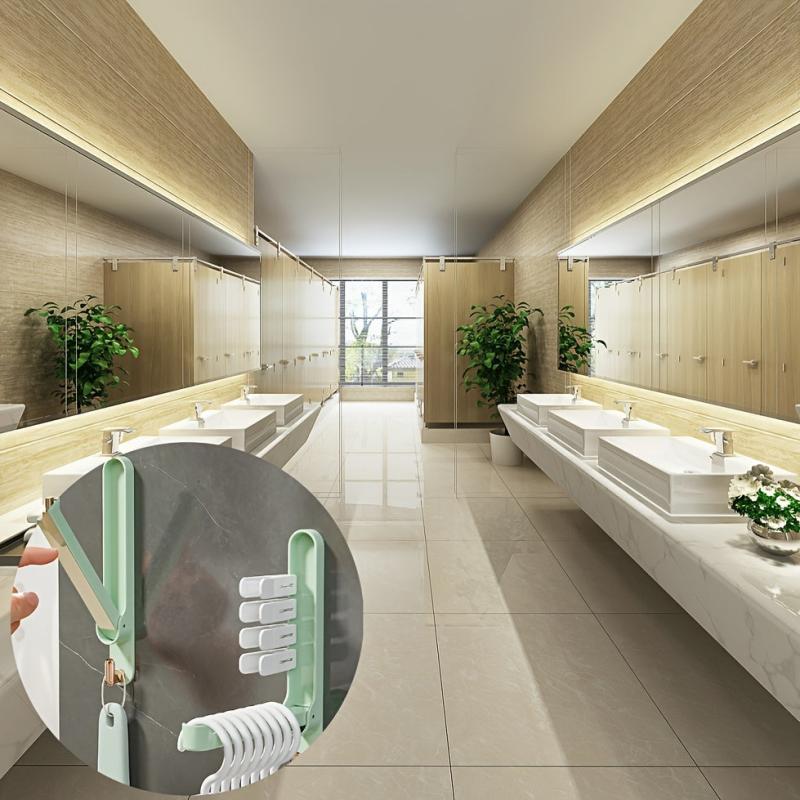Foldable Clothes Hanger Storage Rack No Punching Hook Balcony Bathroom