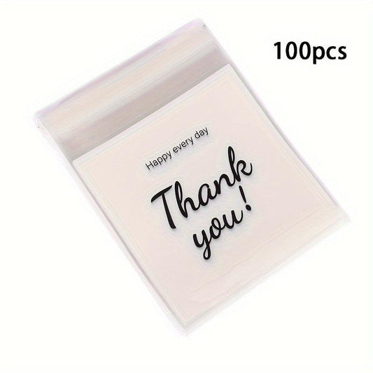 100 Thank You Clear Self Adhesive Bakery Bags Pack
