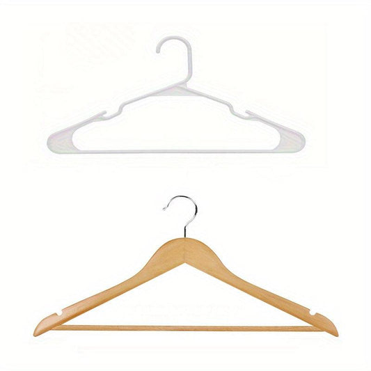Wooden Hangers 2pcs Smooth Cut Grooves 360 Rotating Hooks Anti-Slip Straps