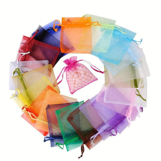 50pcs Organza Bags 3.54''x4.7'' Satin Drawstring Pouch Wedding Favors