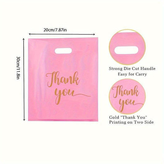 20pcs Pink Thank You Shopping Handbag Cosmetic Packaging Bag