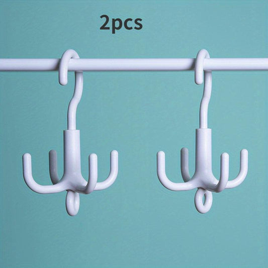 2pcs Rotating Clothes Hanger No Punching Needed Scarf Organizer Belt Rack