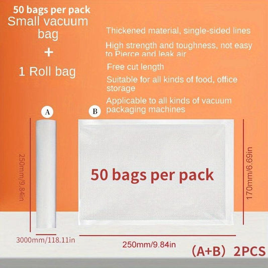 2pcs Vacuum Bags for Food Packaging, Keep Fresh Long Time