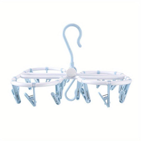 2pcs Folding 32 Clips Drying Rack Multifunctional Clothes Hanger