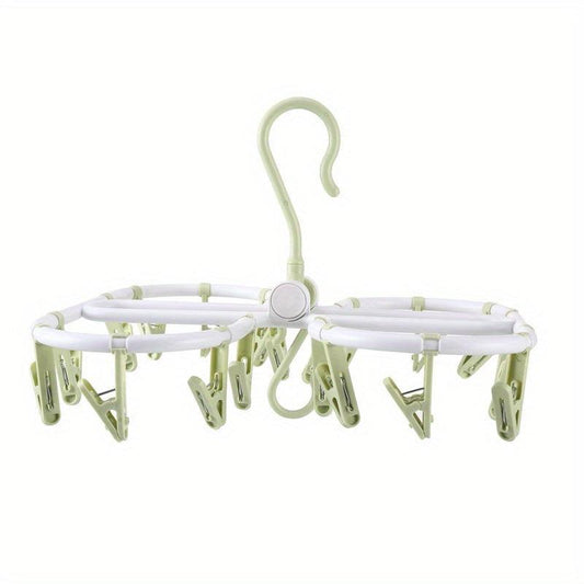 2pcs Folding 32 Clips Drying Rack Multifunctional Clothes Hanger