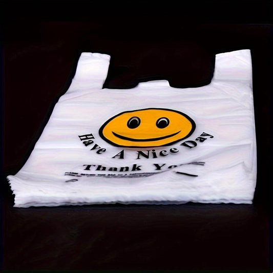 100pcs Reusable Thank You T-shirt Grocery Bags With Handle