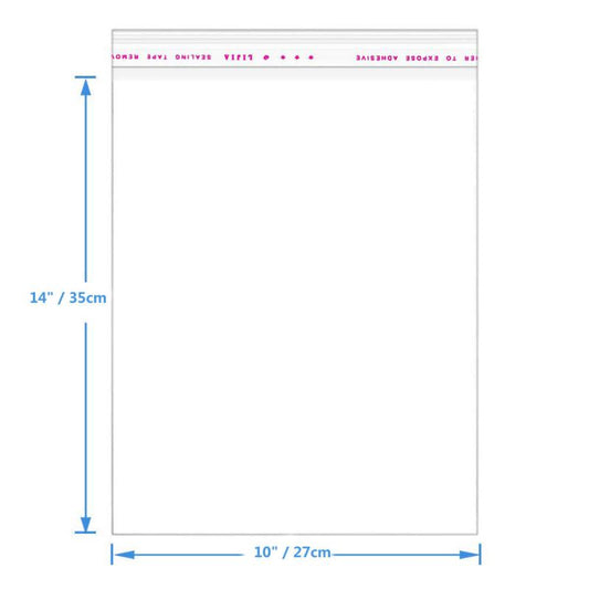 50pcs 8x11 10x12 10x14 11x14 Inch Transparent Cellophane Plastic Bags
