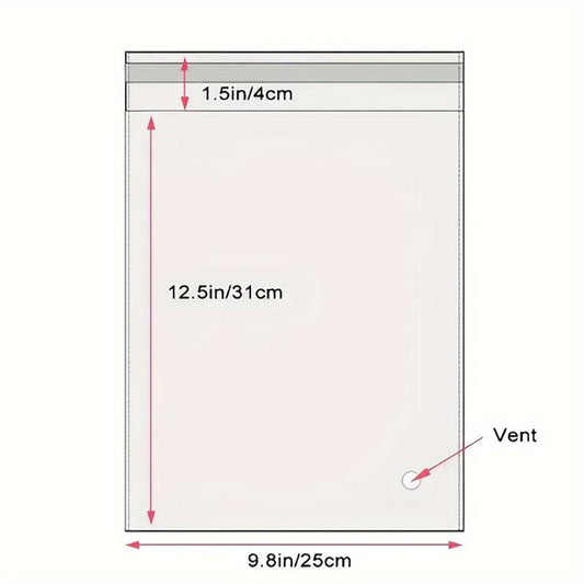 100pcs Large Self Sealing Cellophane Bags Clear Plastic Packing Bag