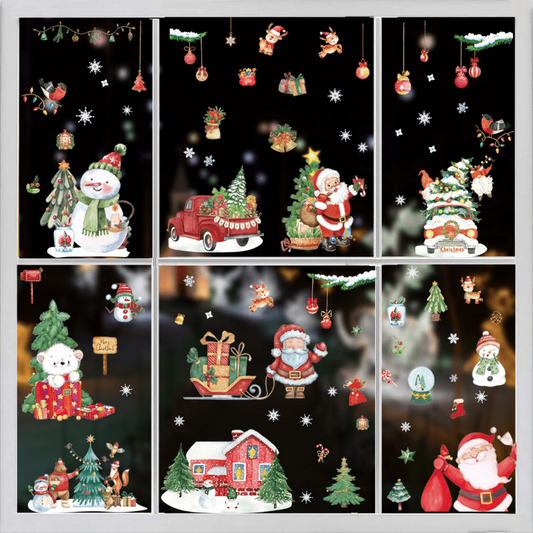 Watercolor Christmas Series Stickers Santa Claus Elk Window Decals