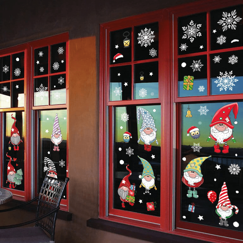 Christmas Window Clings Gnome Snowflake Window Stickers Decals Holiday Decor