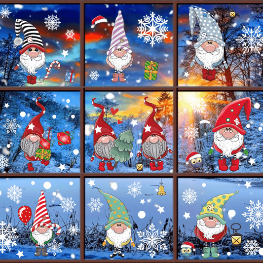 Christmas Window Clings Gnome Snowflake Window Stickers Decals Holiday Decor