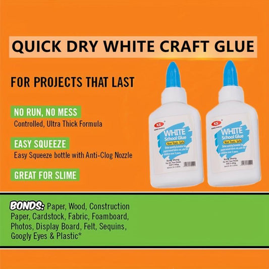 2pcs Quick-drying Latex Glue for Crafts Paper Felt Wood Foam