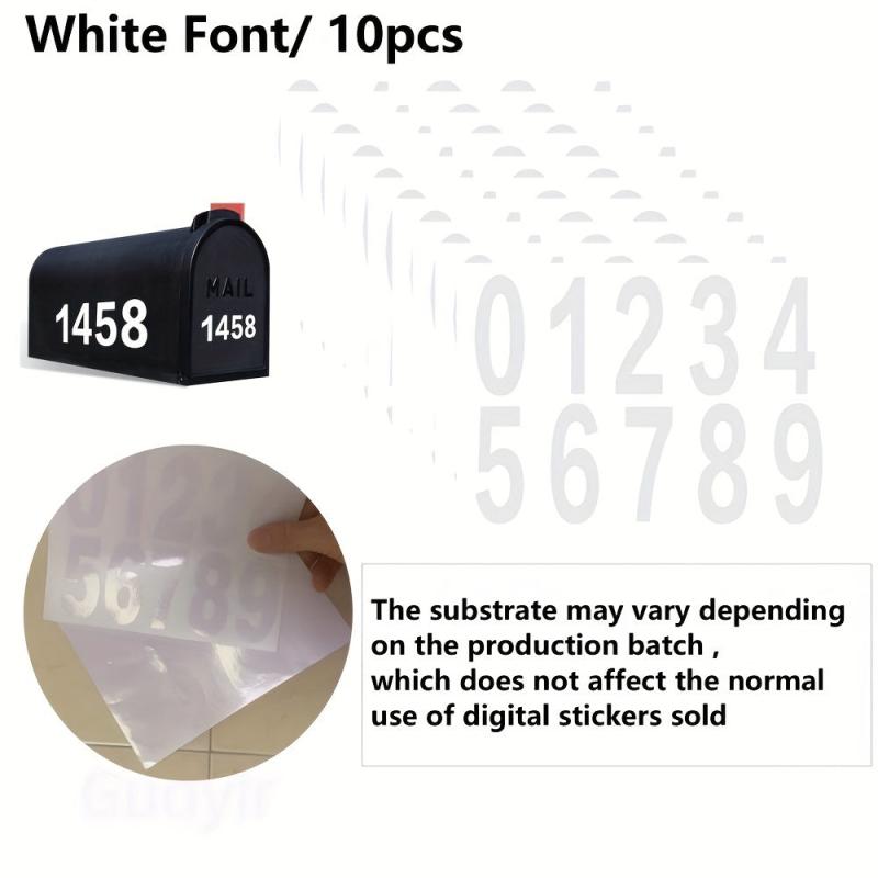10pcs Reflective Mailbox Numbers Sticker Decal, Waterproof Self Adhesive