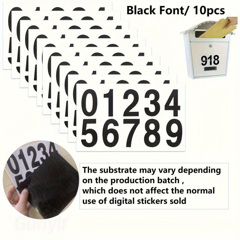 10pcs Reflective Mailbox Numbers Sticker Decal, Waterproof Self Adhesive
