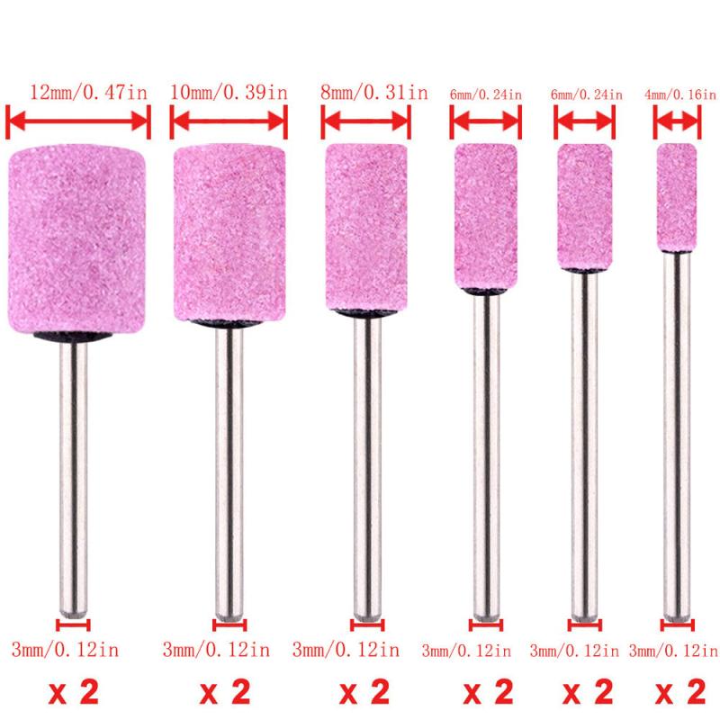 24pcs 3mm Pink Diamond Grinding Head With Handle Rotating Mill