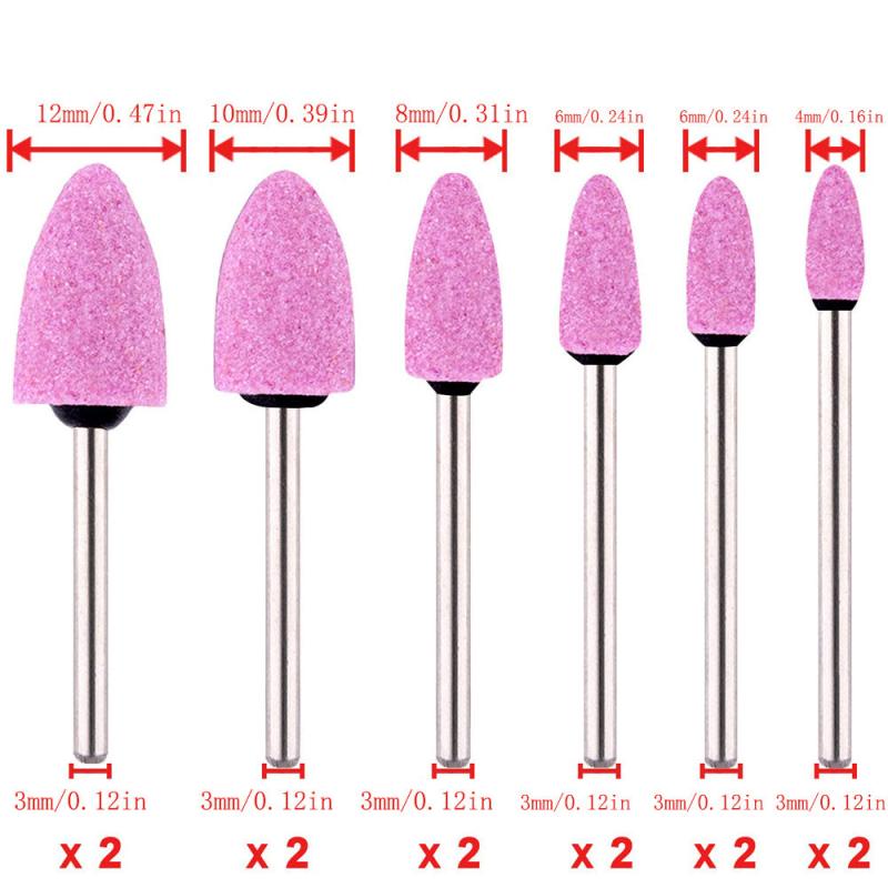 24pcs 3mm Pink Diamond Grinding Head With Handle Rotating Mill