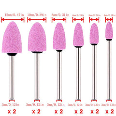 24pcs 3mm Pink Diamond Grinding Head With Handle Rotating Mill