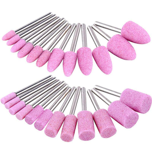 24pcs 3mm Pink Diamond Grinding Head With Handle Rotating Mill