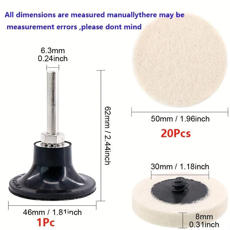 9pcs Wool Fabric Buffing Pads Wheels Disc Holder Set