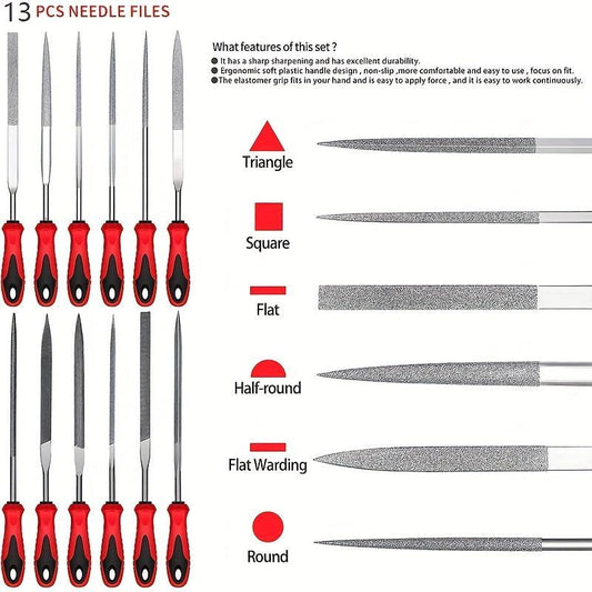 13pcs Small File Set Needle Diamond Files for Precision Metal Work