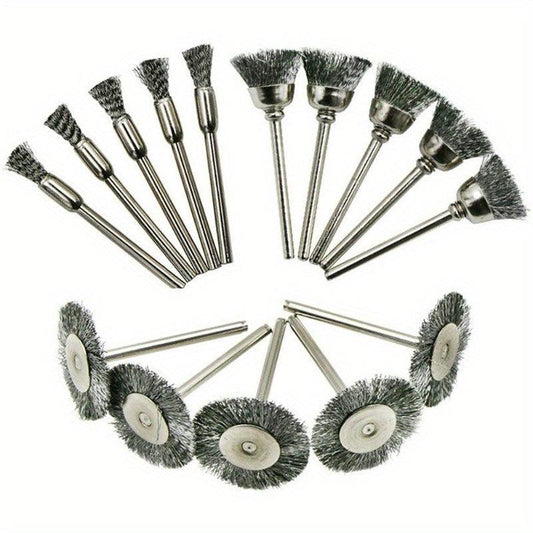 15pcs Steel Wire Abrasive Brush Wheel Set