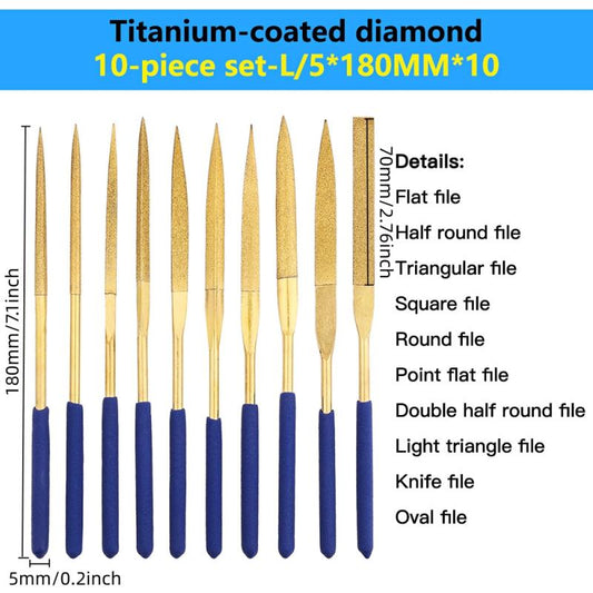 10pcs Mini Titanium Coated Files Kit for Wood Ceramic Glass
