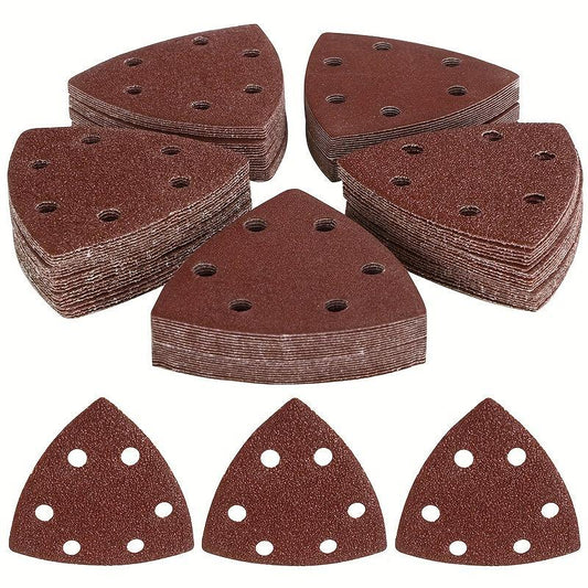 100pcs 90mm Triangle Mouse Sanding Disc Sheet 40 180Grits Grinder Sandpaper