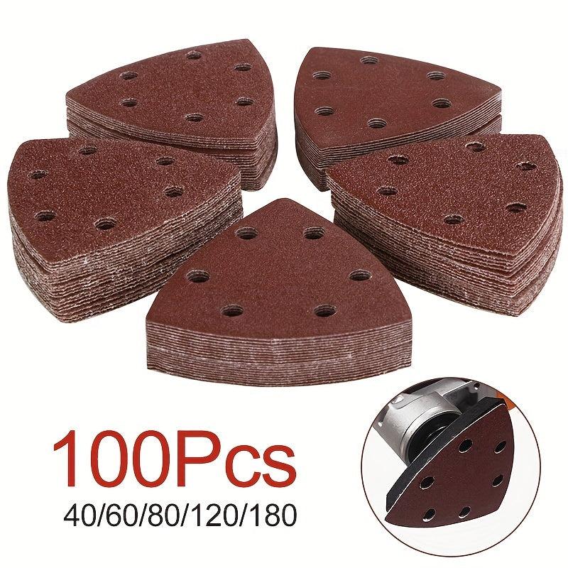 100pcs 90mm Triangle Mouse Sanding Disc Sheet 40 180Grits Grinder Sandpaper